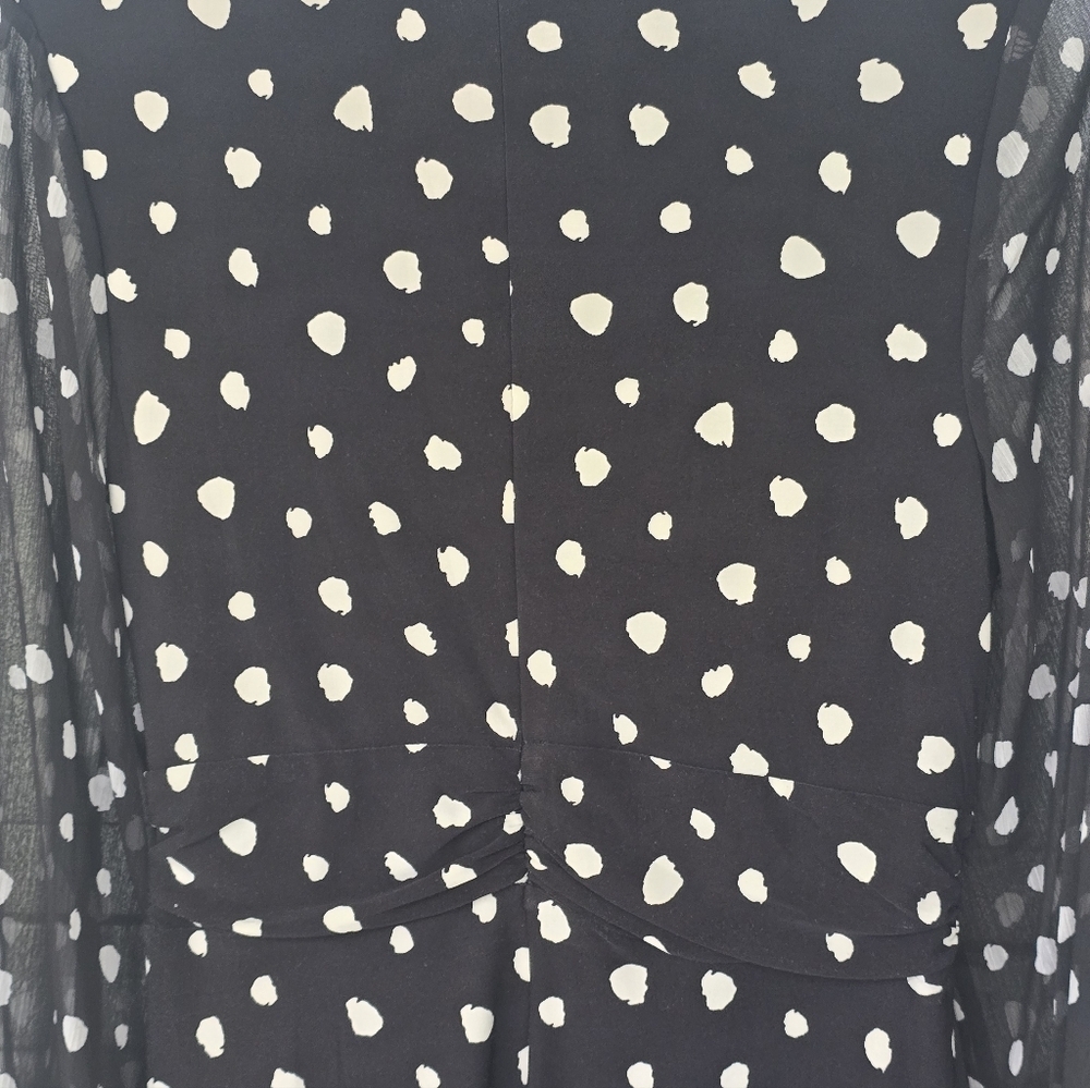 Tommy Hilfiger Polka Dot Faux-Wrap Dress Sz 6 Long Sleeves Sheer Strecty - Picture 13 of 13